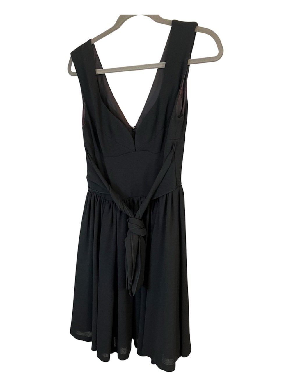 Nicole Miller Black crepe fit & flare tie sash Dress